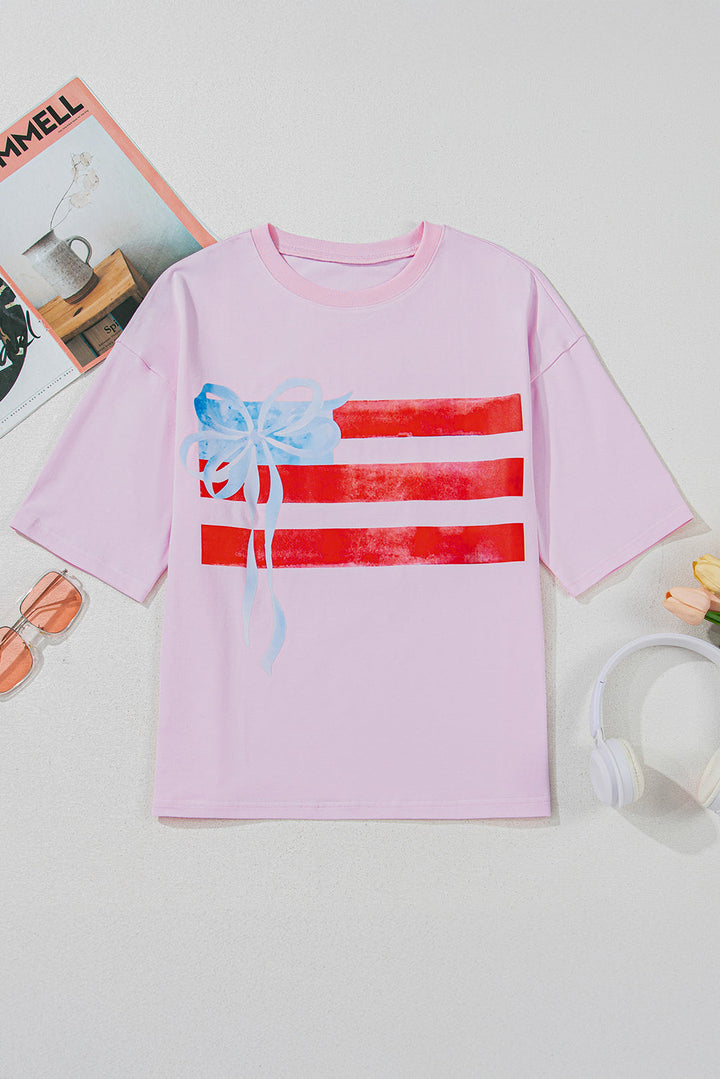 Flag Bow Graphic Crewneck Tee