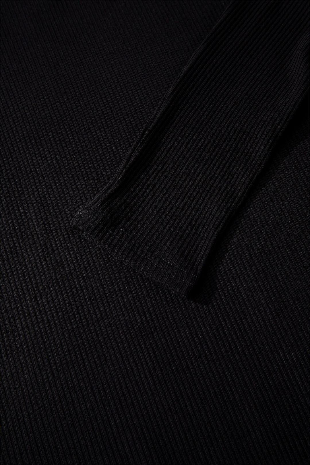 Dearlovers Black Ribbed Long Sleeve Crew Neck Solid Color Bodysuit