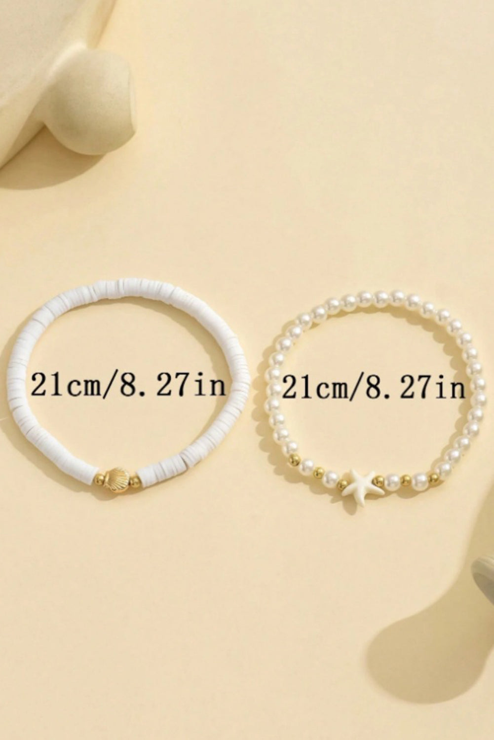 Bracelet de cheville double couche en perles et coquillages d'étoiles de mer
