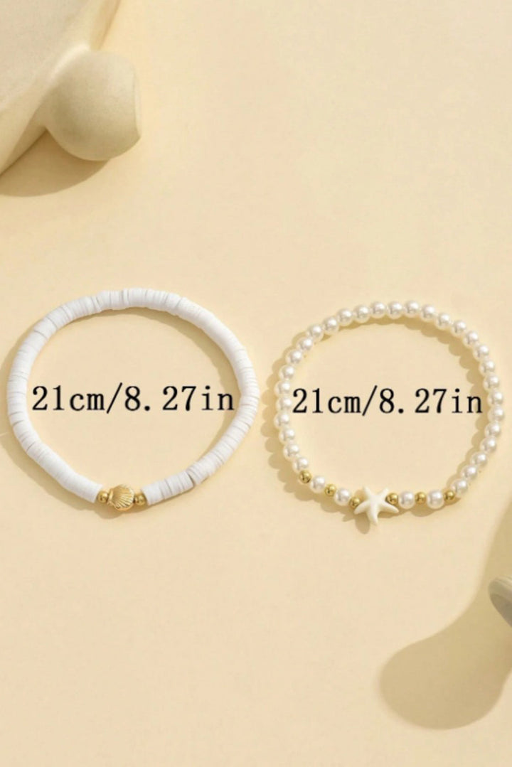 Bracelet de cheville double couche en perles et coquillages d'étoiles de mer