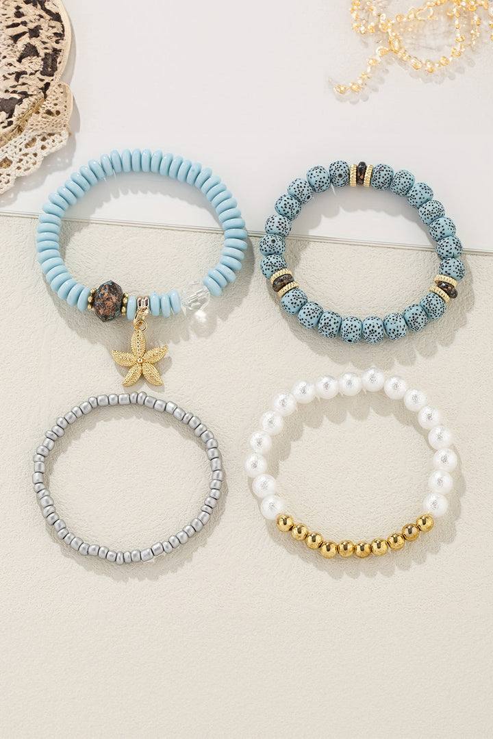 Ensemble de 4 bracelets de perles avec pendentif étoile de mer