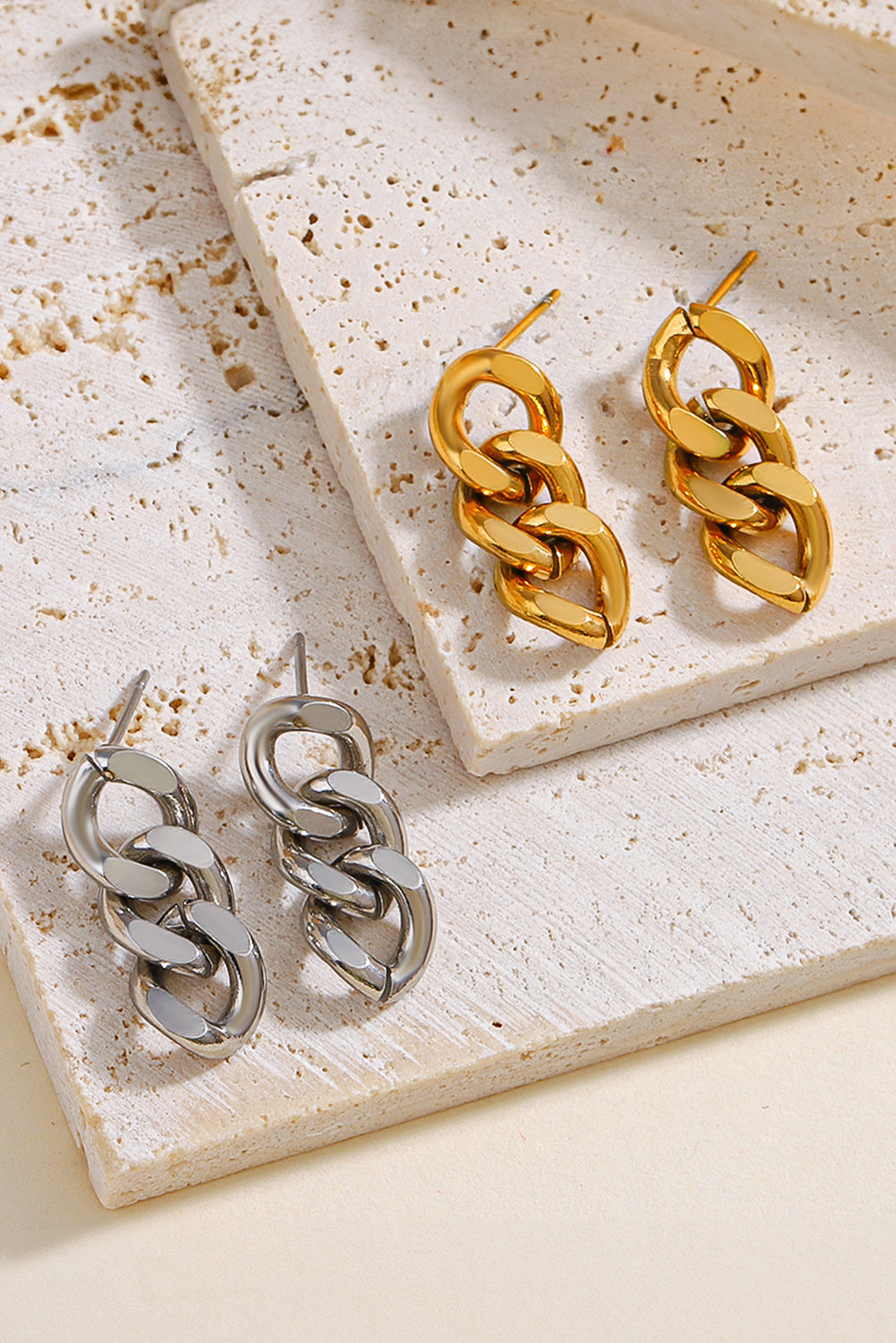 Chain Link Plate Alloy Drop Earrings