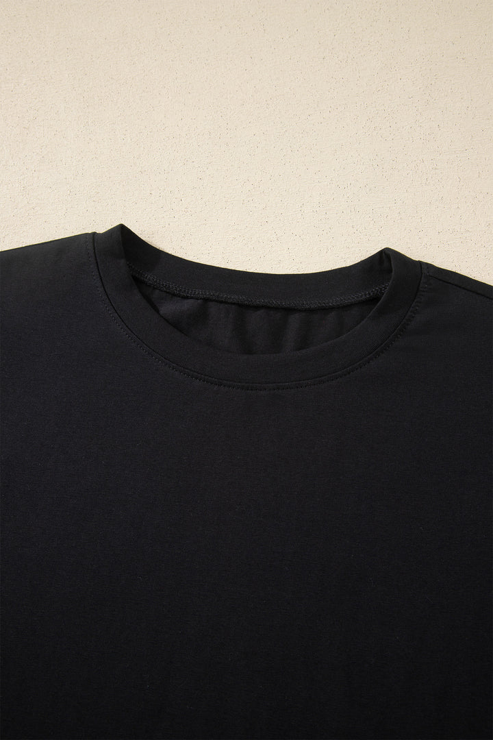 Black Varsity Striped Short Sleeve Crew Neck T Shirt