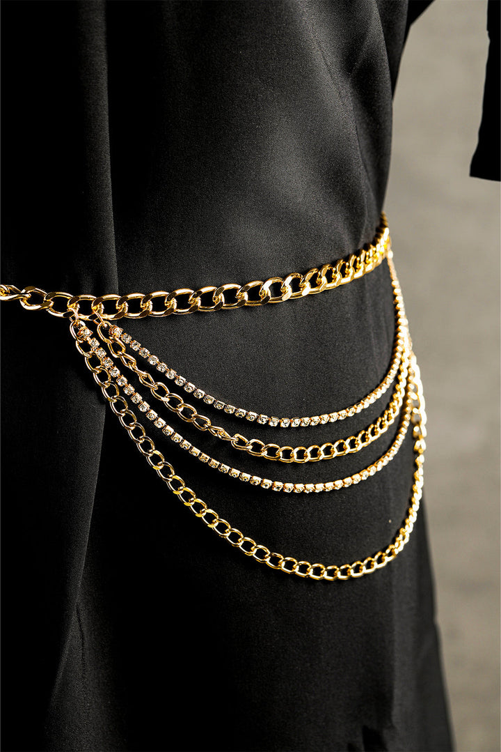 Multi Layer Rhinestone Belt Chain