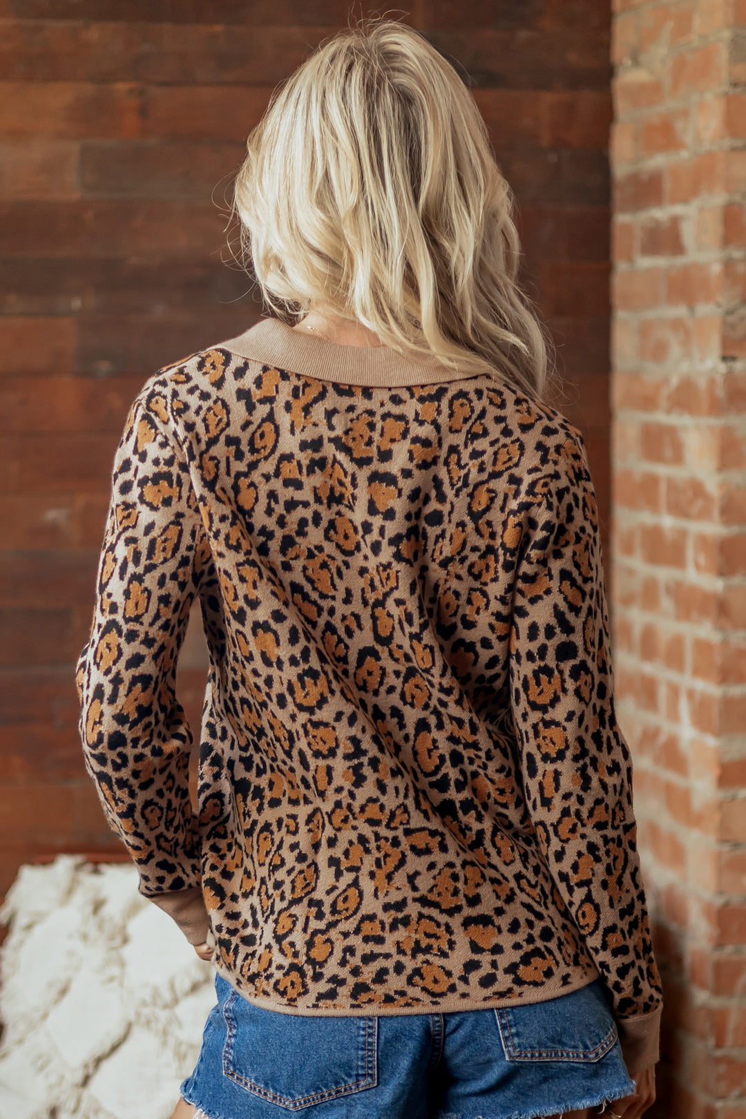 Brown Leopard Print Button-Up Long Sleeve Shirt Cardigans