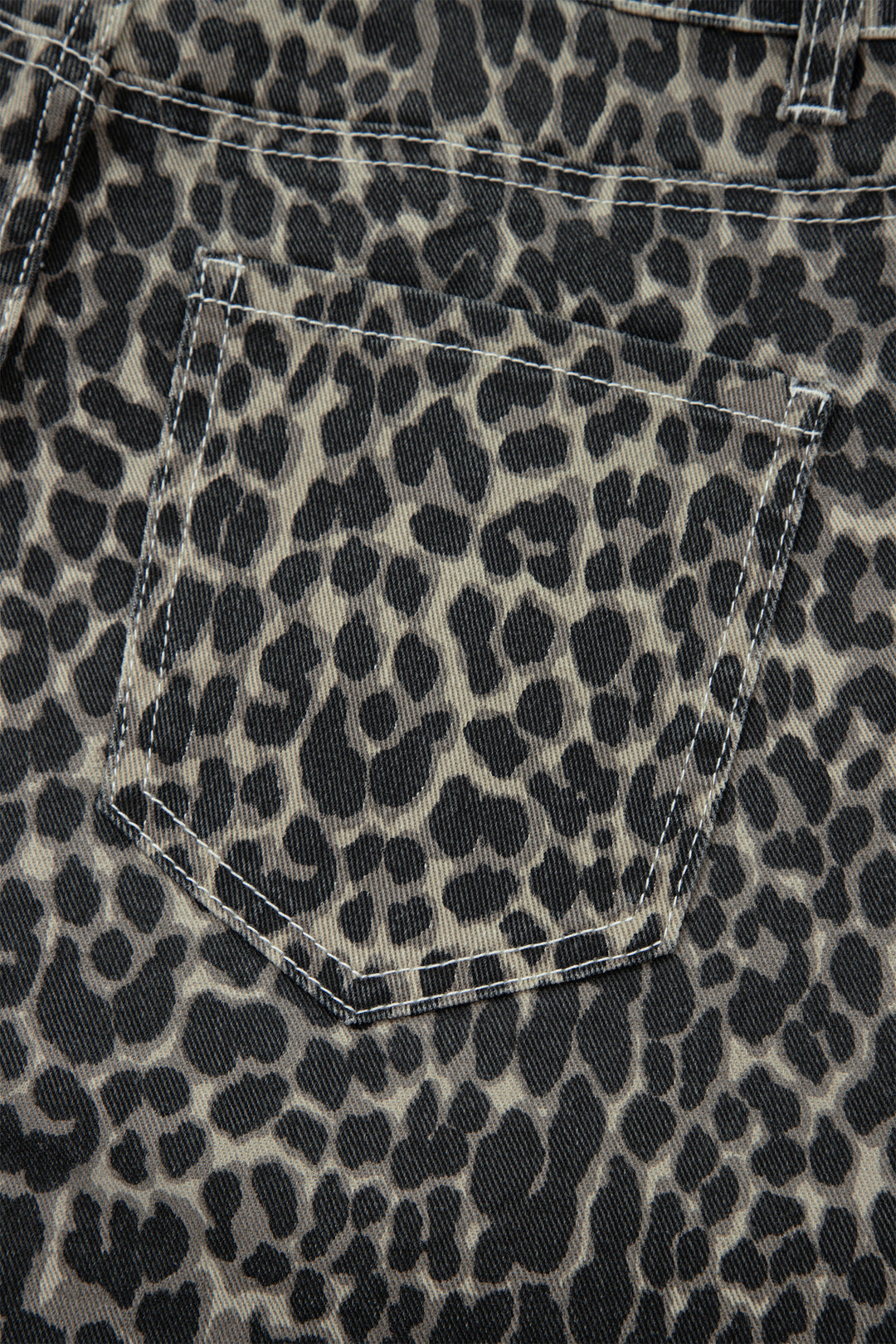 Black Leopard Print High Waist Barrel Jeans