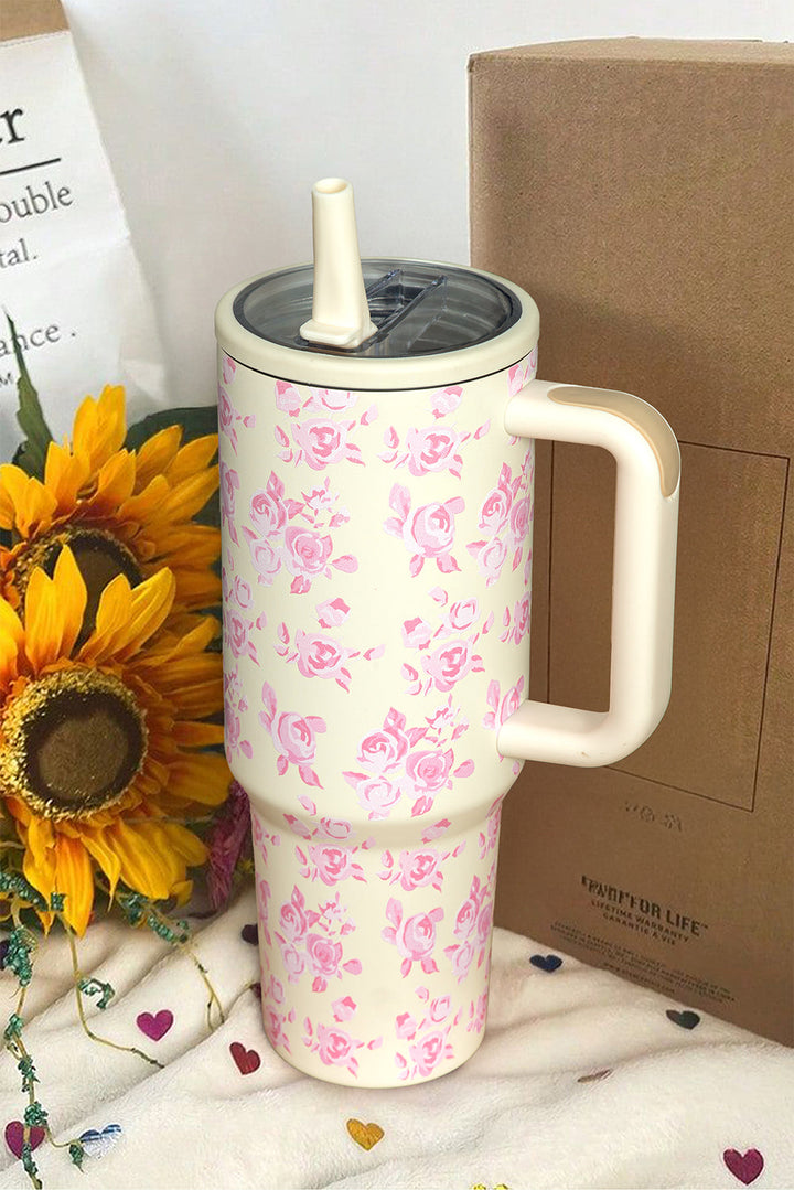 Großer isolierter Becher mit Blumendruckgriff, 40 oz
