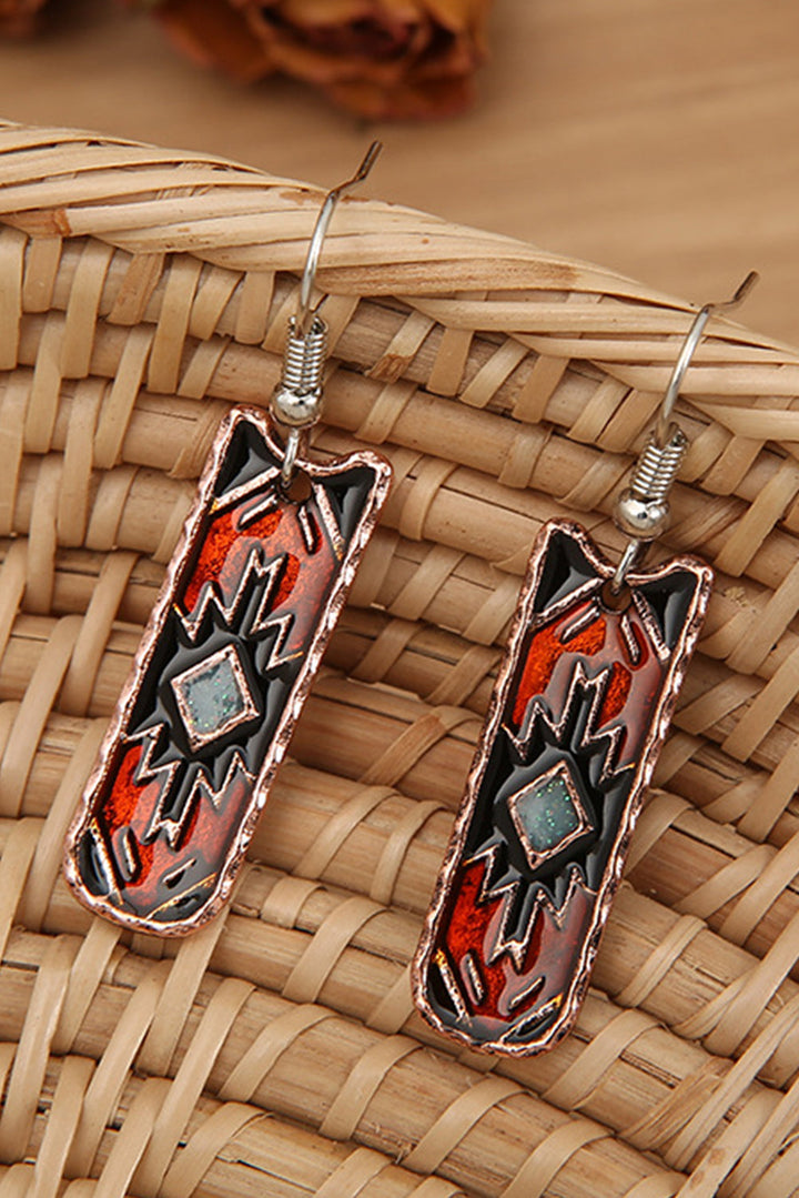 Boucles d'oreilles pendantes en alliage à motif aztèque occidental