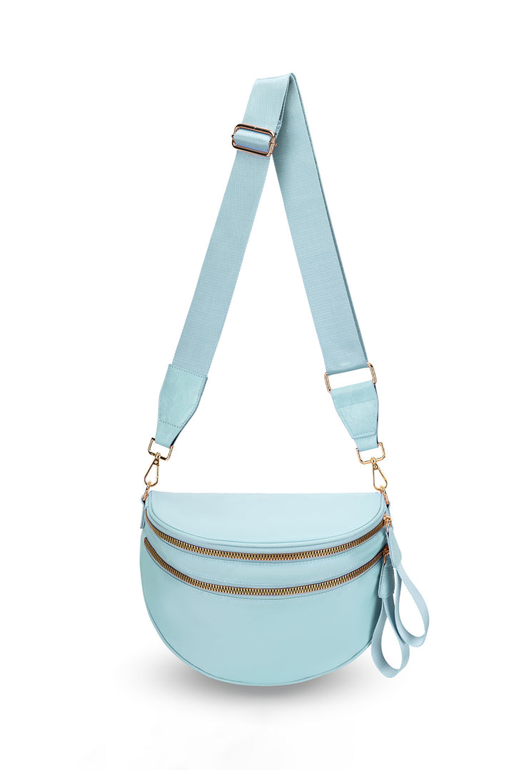 Double Zip Crescent Shape Adjustable Sling Bag