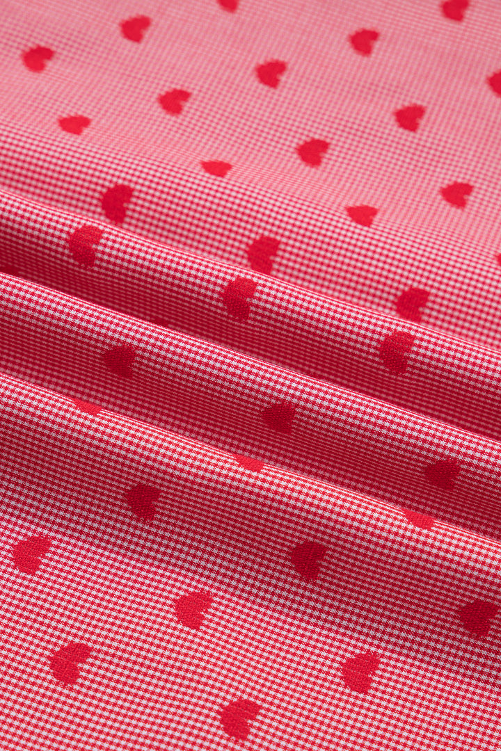 Heart Shape Print Half Sleeve Loose Valentine Shirt