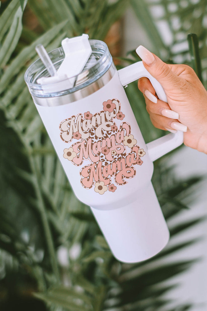 Tasse isotherme en acier inoxydable à imprimé léopard et fleurs Mama, 1 134 ml