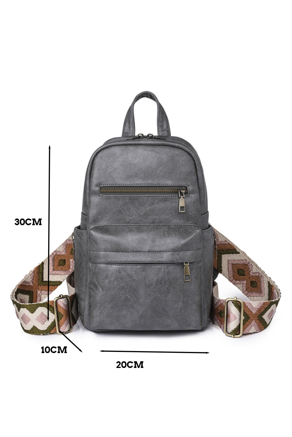 Rucksack aus Kunstleder mit Doppelreißverschluss