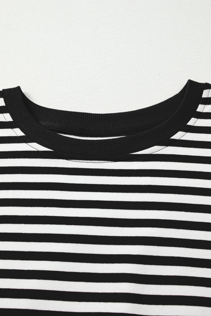 Exposed Seam Drop Shoulder Casual Pullover Top