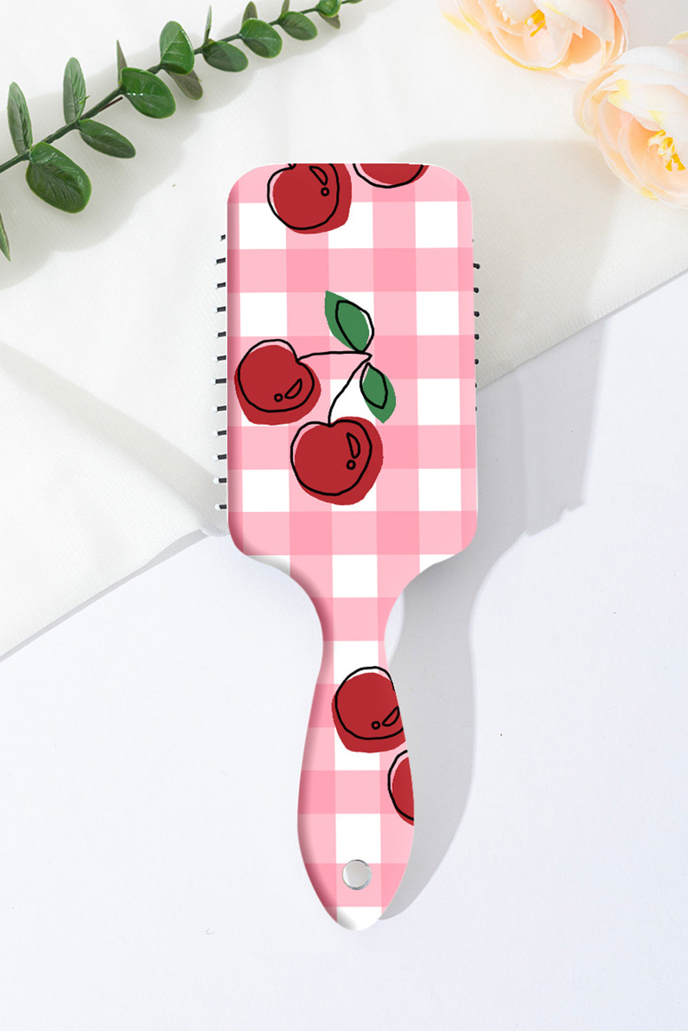 Checkered Cherry Print Large Detangle Air Cushion Comb