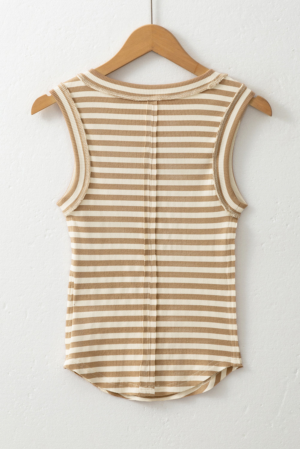 Exposed Seam Trim Round Neck Sleeveless Top