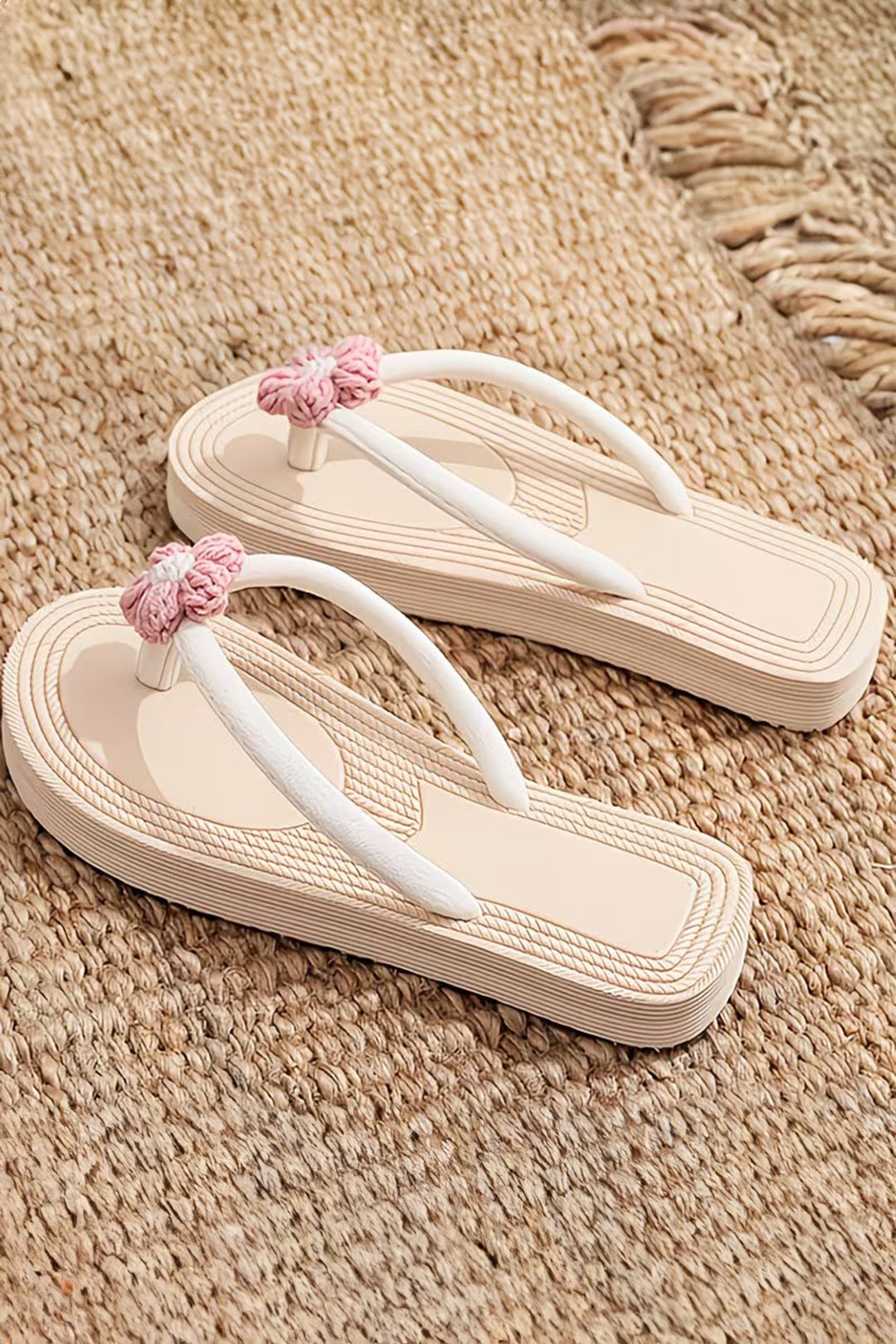 Corded Flower Vacation Casual Flip Flops