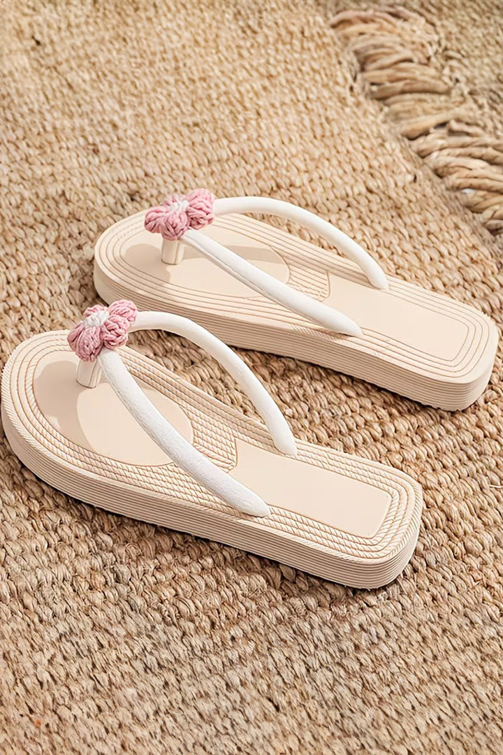 Corded Flower Vacation Casual Flip Flops
