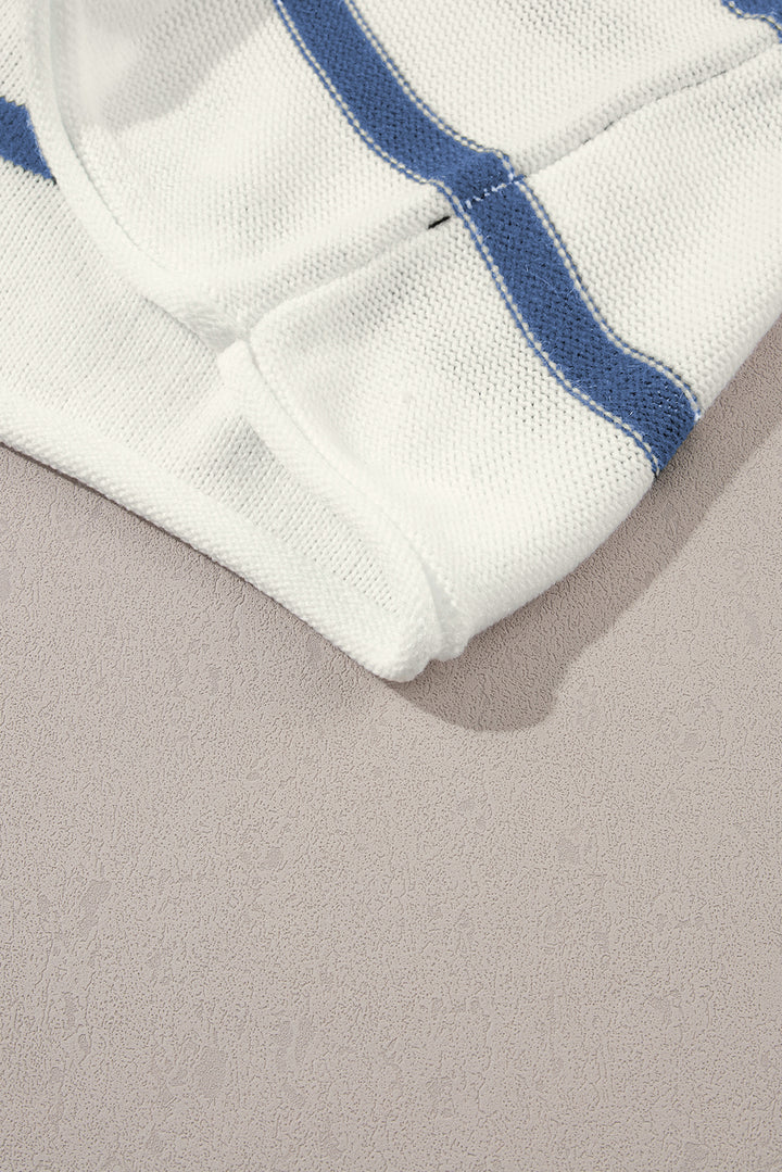 Blue Striped Batwing Sleeve Sweater Tee