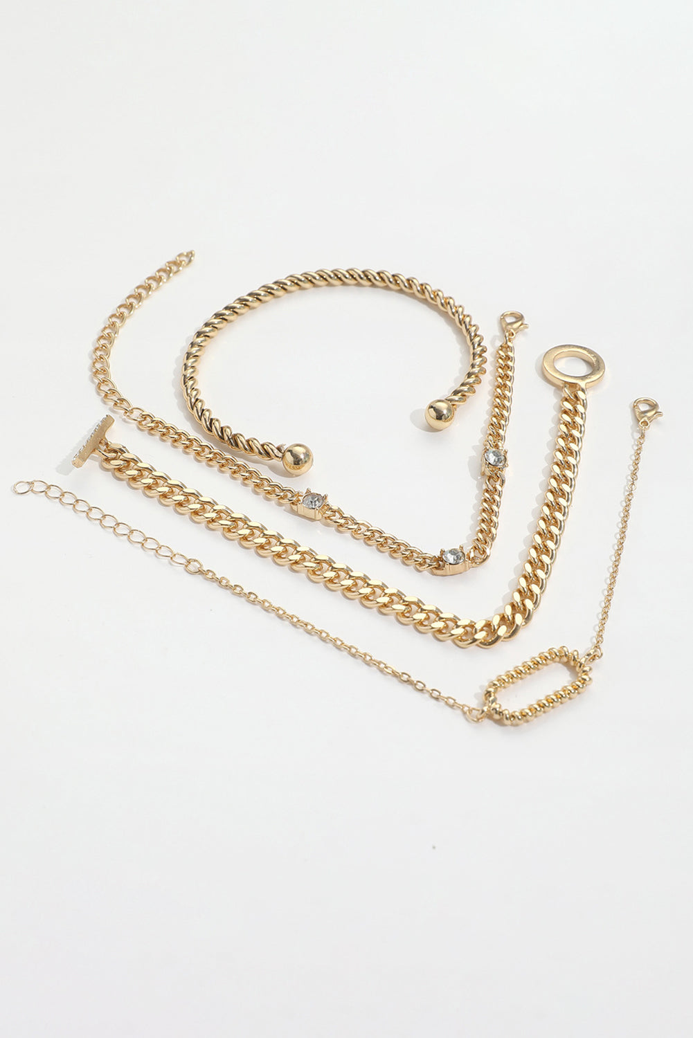Bracelets à chaîne réglables torsadés avec décor en strass