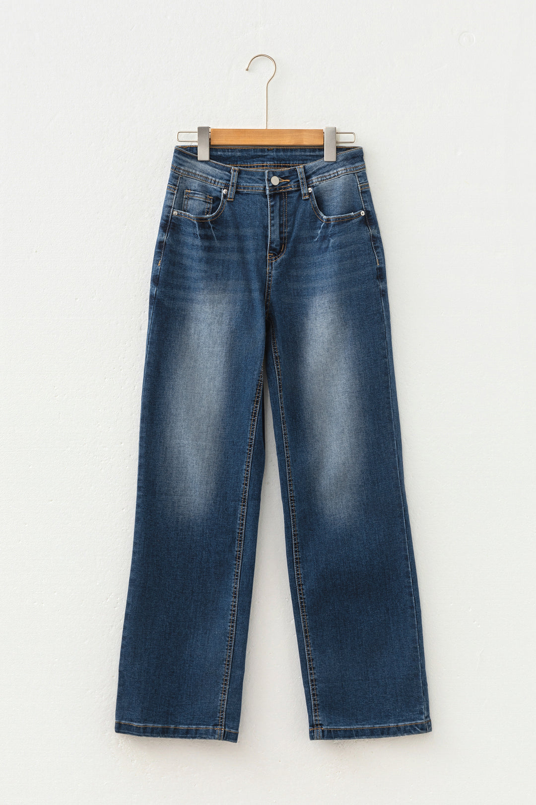 Ashleigh Blue Acid Washed Straight Leg Full Length Casual Jeans
