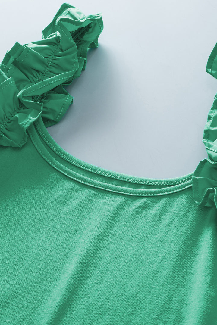 Ruffled Wide Straps Slim Tank Top