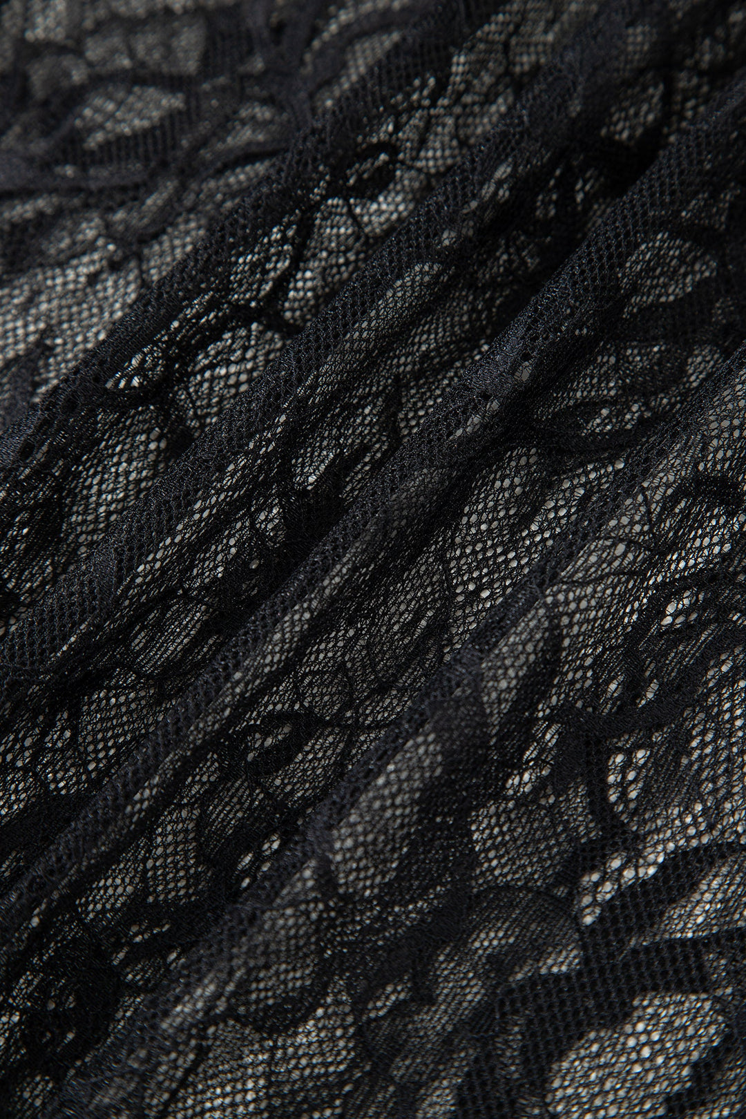Black Solid Color Sleeveless Sheer Floral Lace Patchwork Long Dress