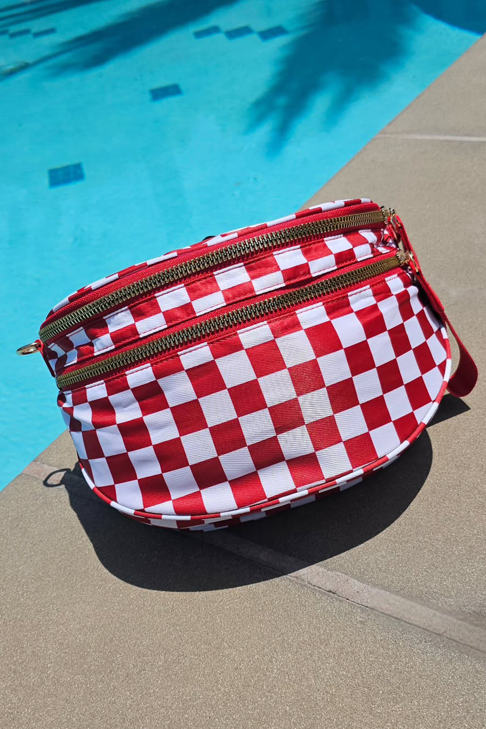 Checkered/Animal Spots Print Wide Strap Large Crossbody Bag
