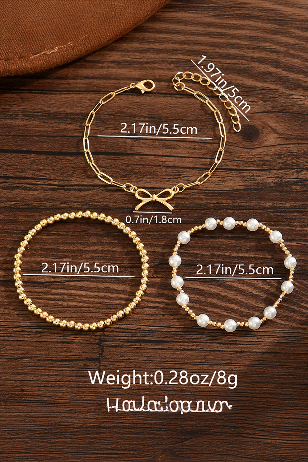 Bow Chain Link Pearl Beaded Multi Layer Bracelet