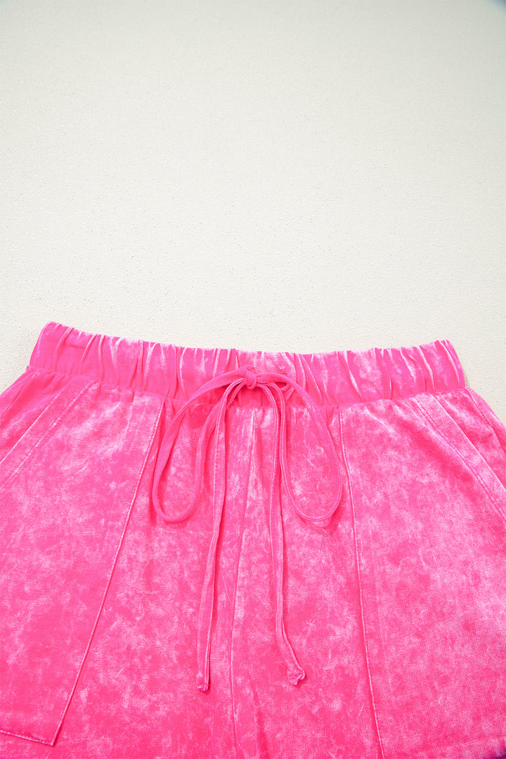 Rose Red Mineral Wash Cotton Short Set