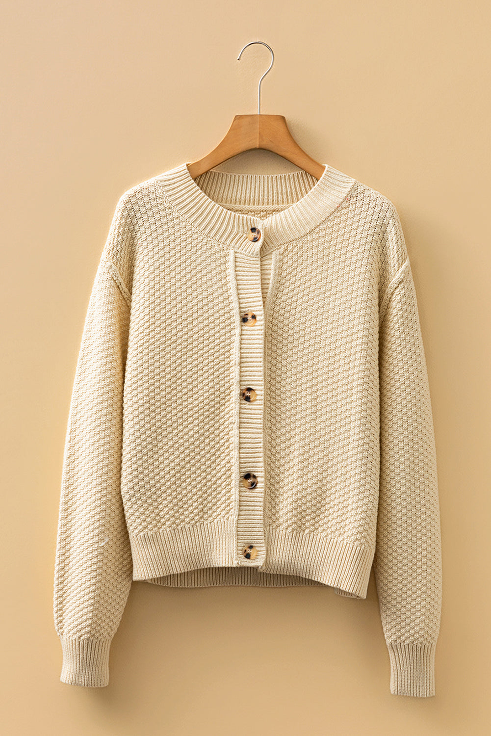 Button Front Cropped Cardigan Sweater