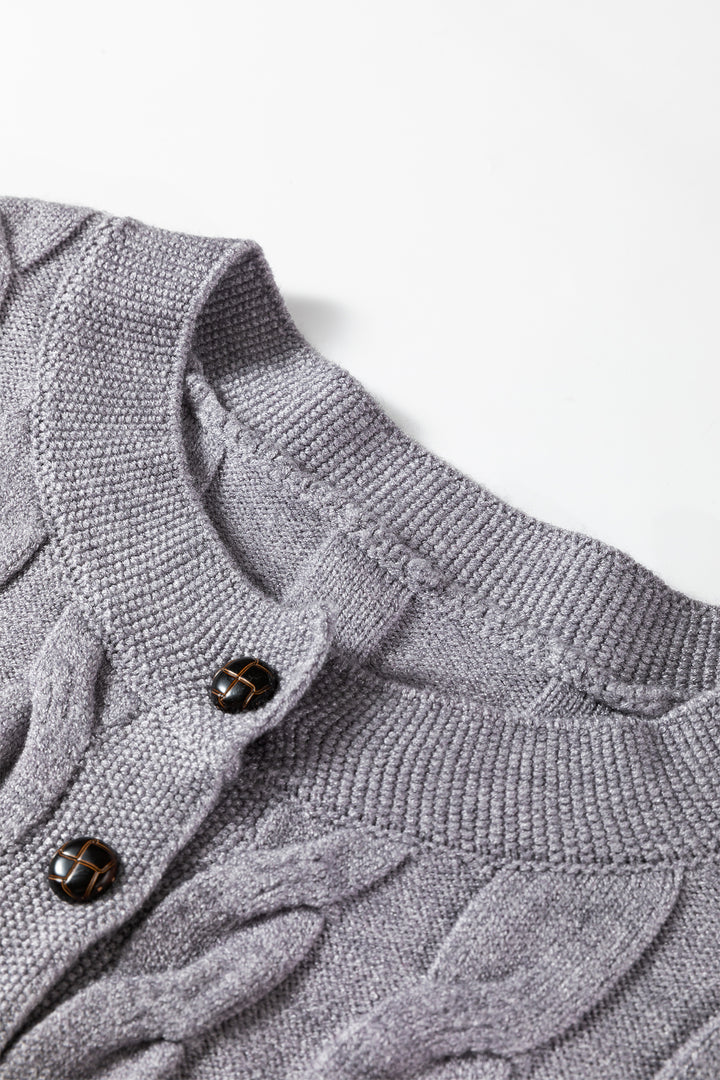 High Cable Knit Cardigan Sweater