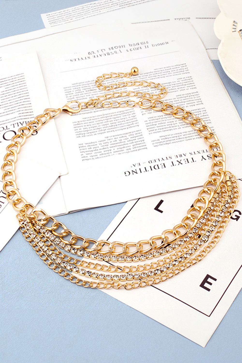 Multi Layer Rhinestone Belt Chain