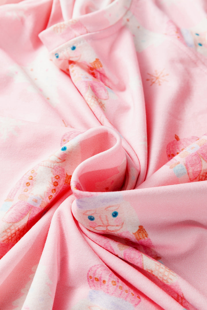 Pink Christmas Tree Nutcracker Print 2pcs Lounge Pant Set