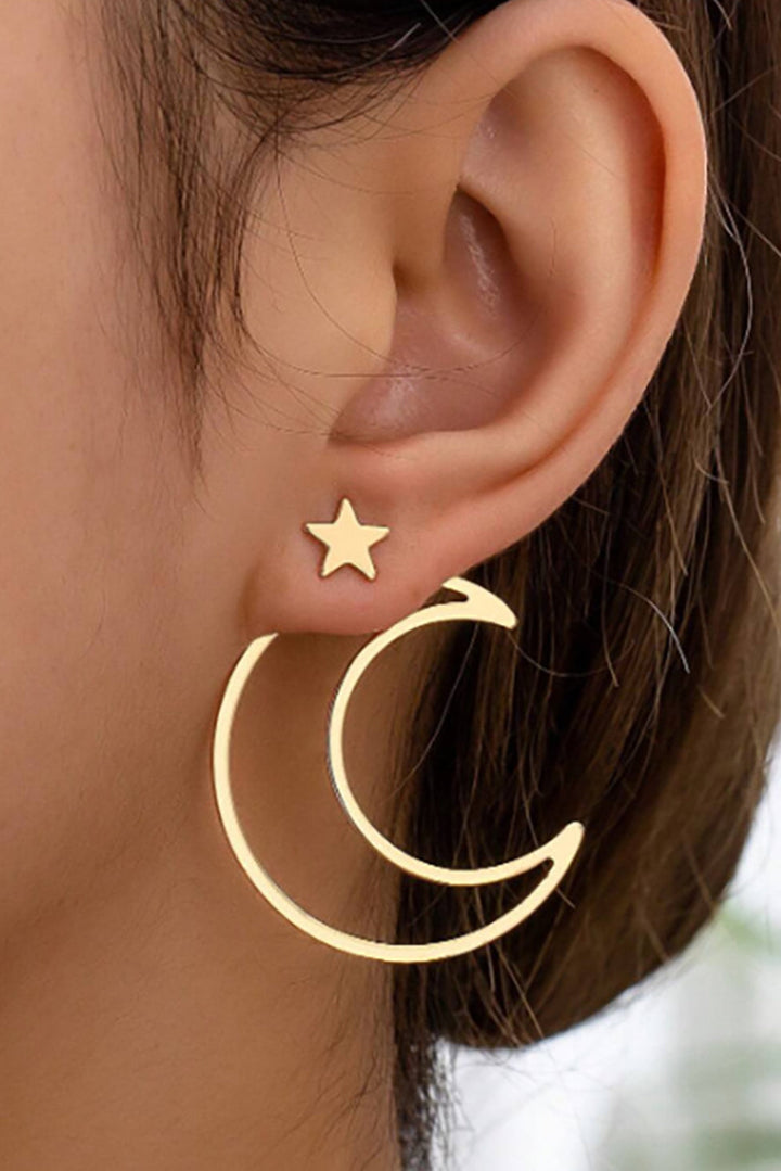 Boucles d'oreilles en alliage plaqué étoile et lune