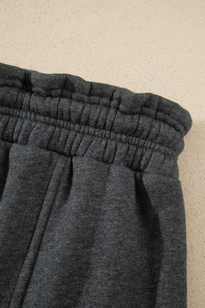Carbon Grey Solid Colorblock Jogger Pants Set