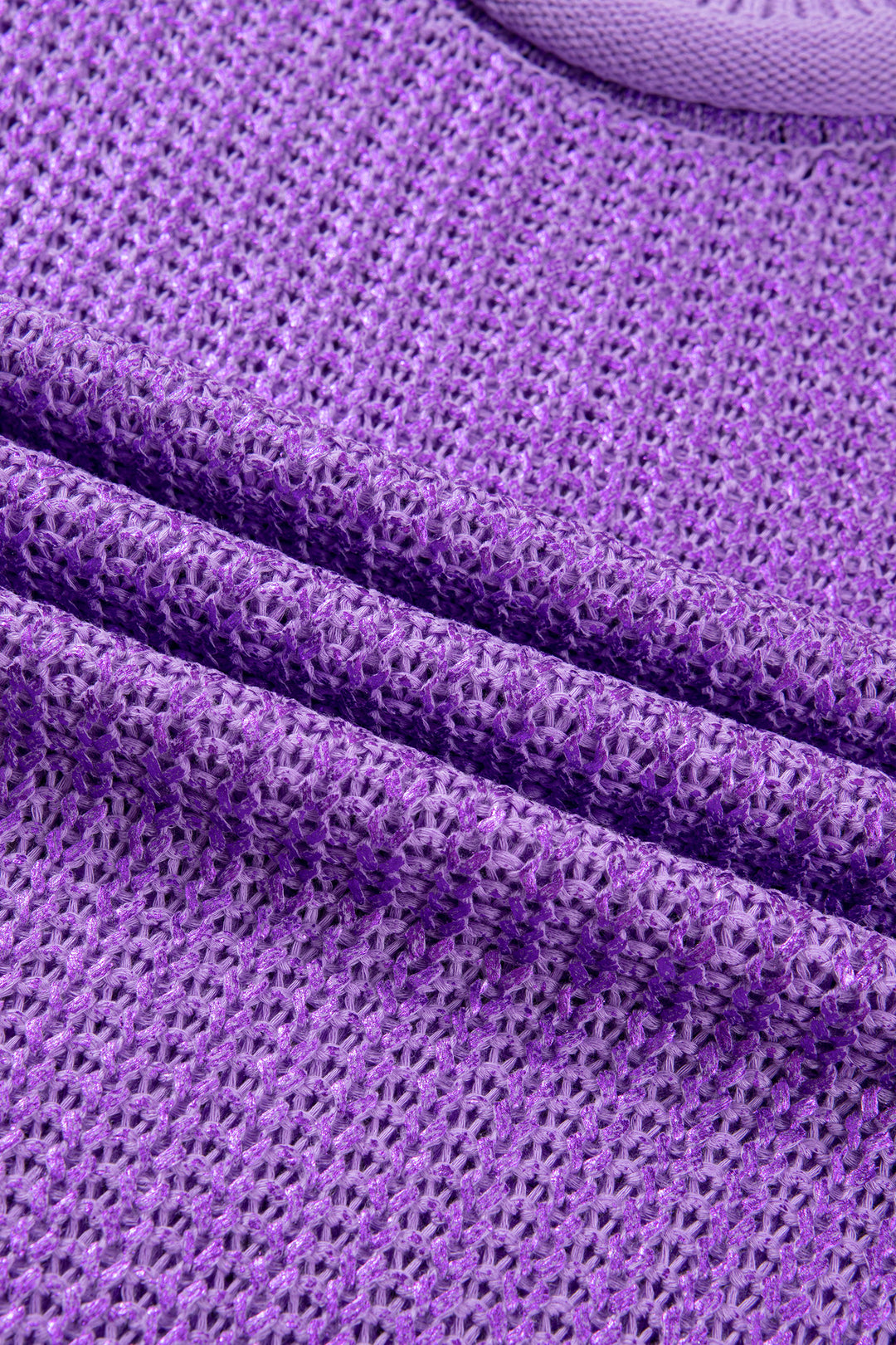 Wisteria Solid Color Knit High Neck Short Sleeve Sweater