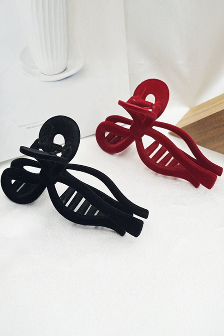 Velvet-Flocked Bow Shape Claw Clip