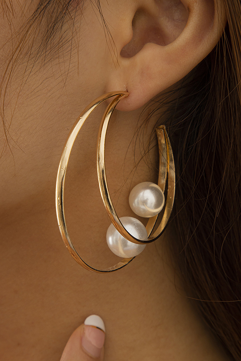 Boucles d'oreilles à double crochet avec décor de perles