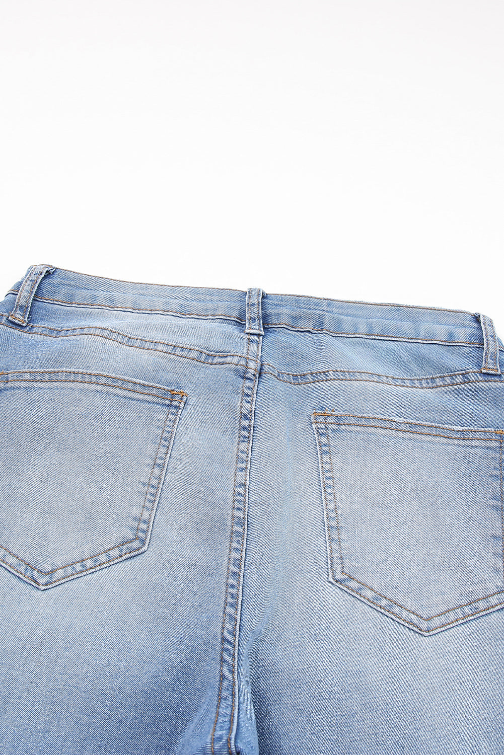 Sky Blue Whiskered Wash Raw Hem Cropped Jeans