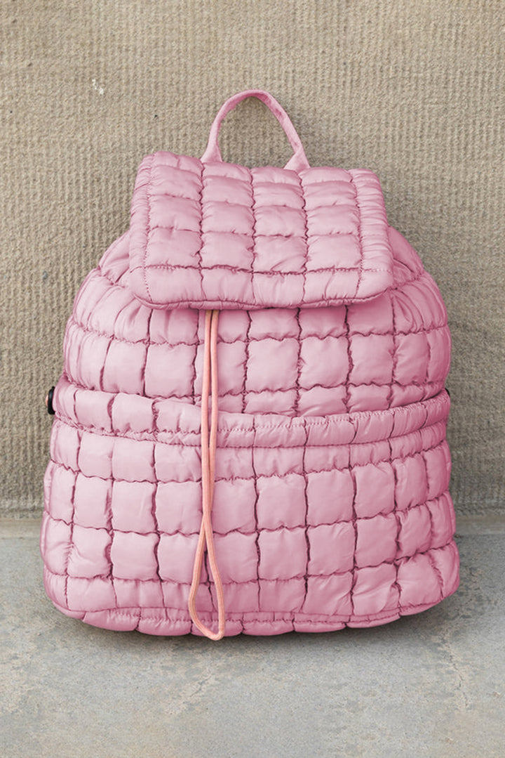 Einfarbiger, gesteppter Puffer-Rucksack mit Klappe