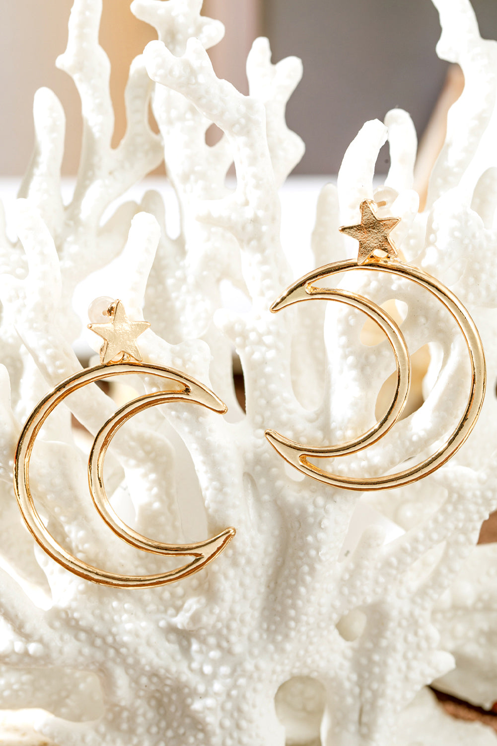 Boucles d'oreilles en alliage plaqué étoile et lune