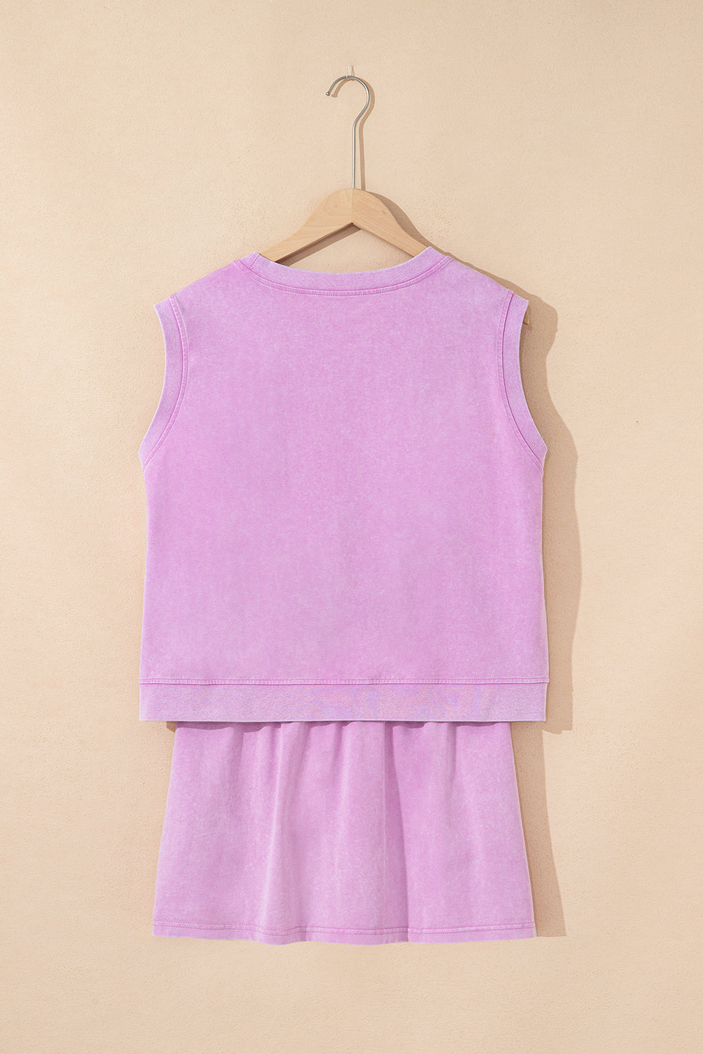 Phalaenopsis Washed Sleeveless Top Split Skort Cotton 2pcs Outfit