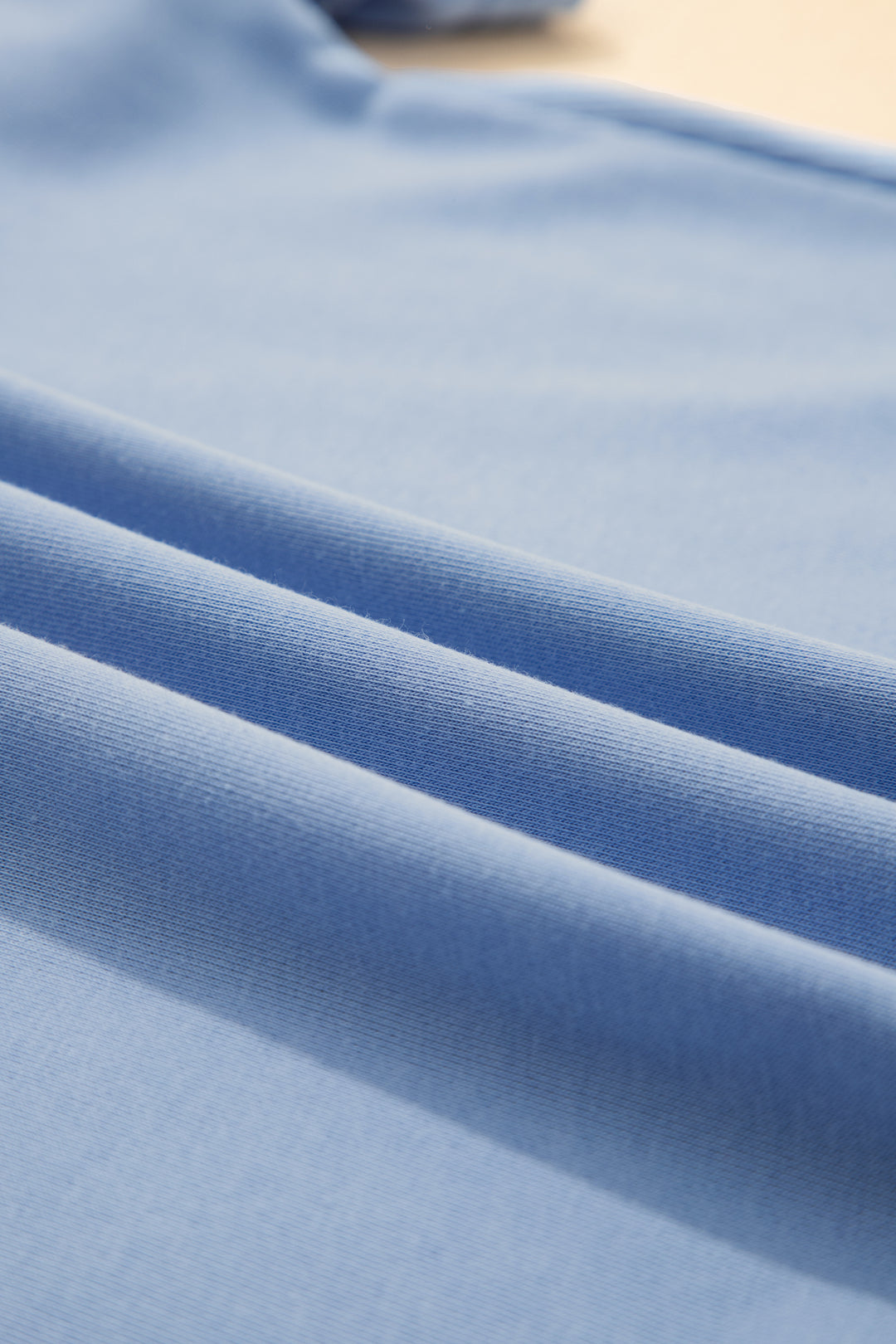 Sky Blue Solid Color Contrast Textured Patchwork Raw Edge 2pcs Short Set