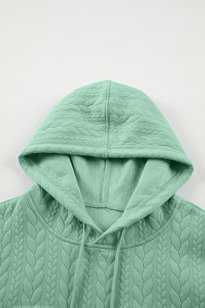 Cable Textured Baggy Solid Hoodie