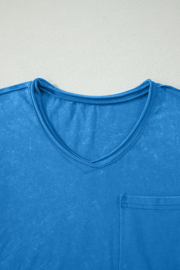 Blue Cotton Mineral Wash T Shirt
