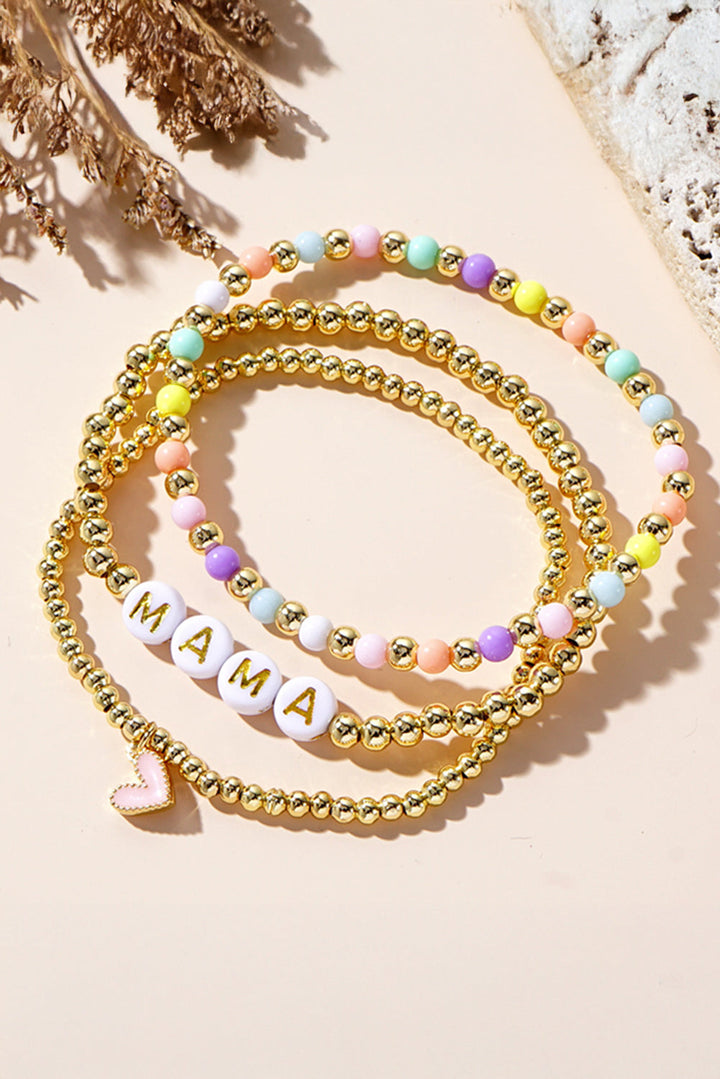 Bracelet extensible multicouche en perles MAMA Heart