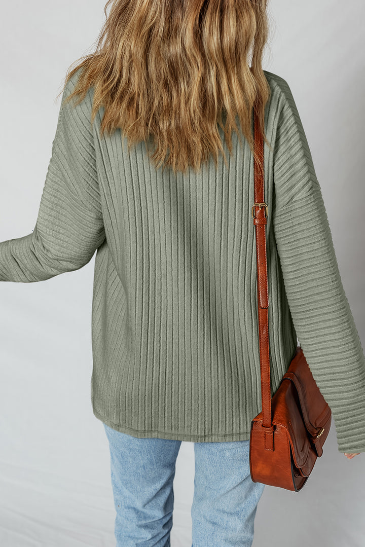 Mist Green Thermal Ribbed Texture Button Up Shacket