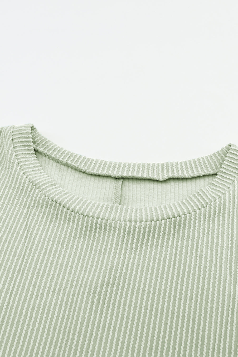 Ribbed Roll-tab Sleeve Chest Pocket Oversize Top