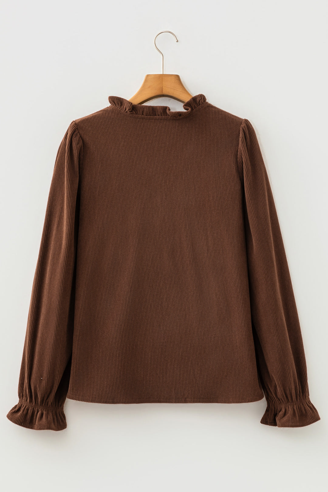 Coffee Solid Color Long Sleeve Button Corduroy Shakcet