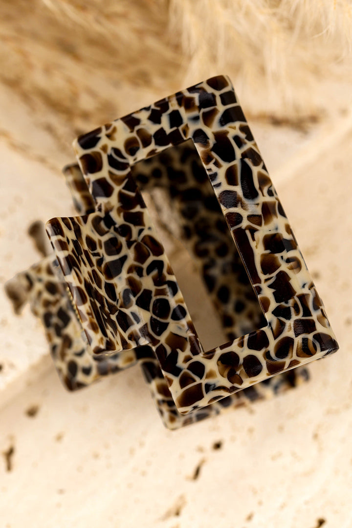 Leopard Print Cutout Square Claw Clip